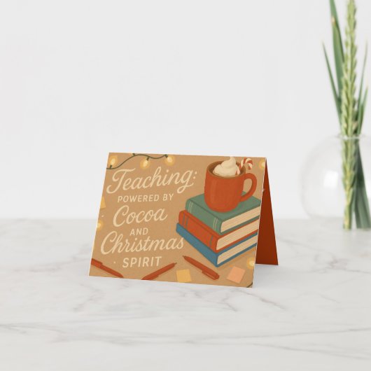 Teaching Powered by Cocoa | Teacher Christmas Card Karte (Vorderseite)