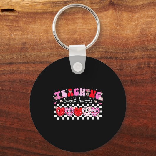 Teaching Sweet Hearts Floral Valentine Girl Women  Schlüsselanhänger (Vorderseite)