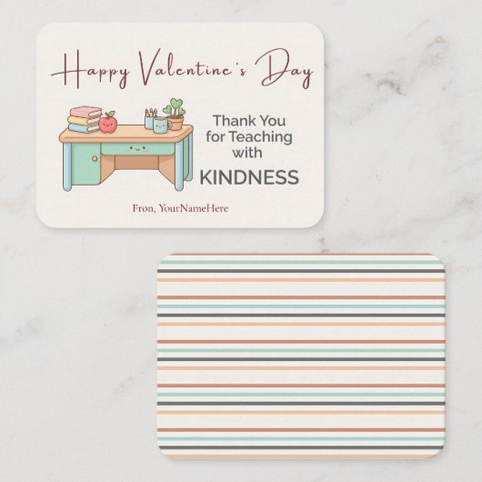 Teaching with Kindness – Teacher Valentine Card Mitteilungskarte (Vorne/Hinten)