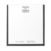 Teachname elegantes Zitat moderne schwarze Rahmen Notizblock (Vorderseite)