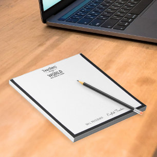 Teachname elegantes Zitat moderne schwarze Rahmen Notizblock