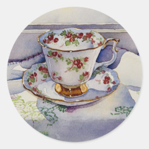 Teacup 1799 auf Leinen Runder Aufkleber