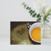 Teacup and Tea Blätter Herz-Fotografie Postkarte (Stehend Vorderseite)