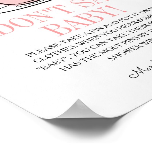 Teacup & Blume Babydusche Say Baby Game nicht Poster (Ecke)