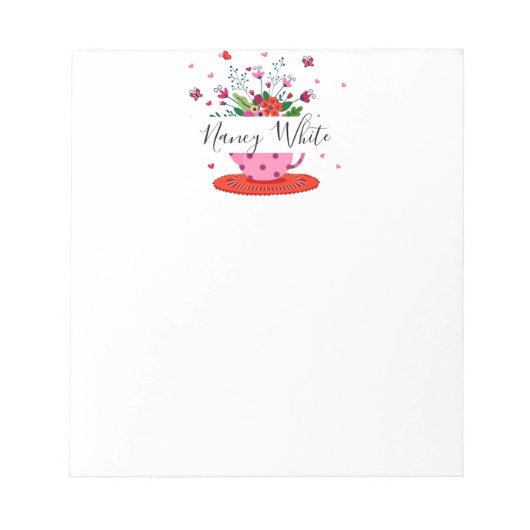 Teacup-Blume personalisiert Notizblock (Vorderseite)