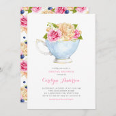 Teacup Bouquet Blume Bridal Brunch Einladung (Vorne/Hinten)