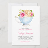 Teacup Bouquet Blume Bridal Luncheon Einladung (Vorderseite)