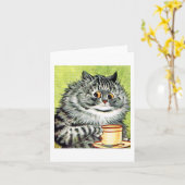 Teacup Cat Note Card von Louis Wain Karte (Gelbe Blume)