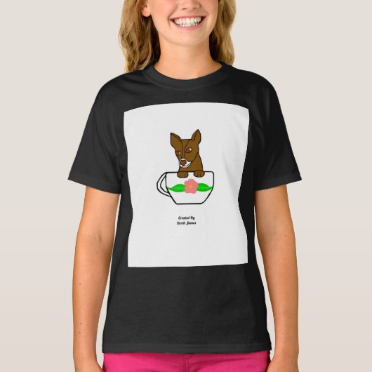 Teacup Chihuahua Girls Black Basic T Shirt (Vorderseite)