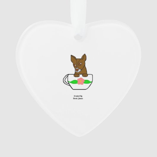 Teacup Chihuahua Heart Ornament (Vorderseite)