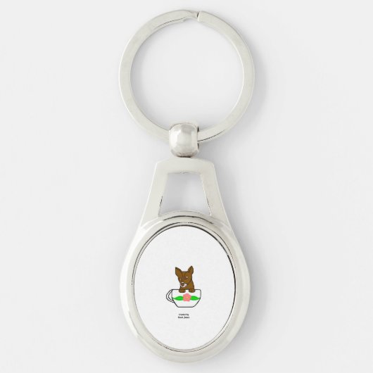 Teacup Chihuahua Oval Schlüsselanhänger (Vorderseite)