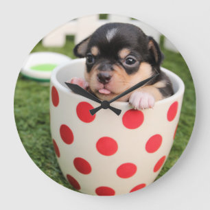Teacup Chihuahua Puppy Große Wanduhr