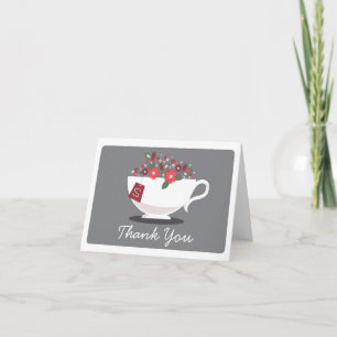 Teacup Coral Floral Danke Karte