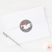 Teacup Coral Floral Monogram Danke Sticker (Umschlag)