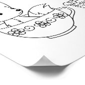 Teacup Foxes - Babys auf einer Cups-Farbseite Poster (Ecke)
