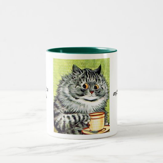 Teacup-Katze durch Louis Wain Zweifarbige Tasse (Mittel)