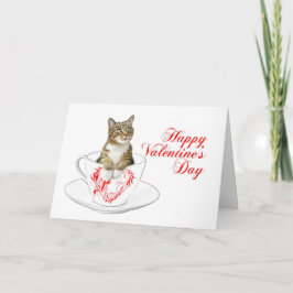 Teacup-Katzen-Valentinsgruß Feiertagskarte