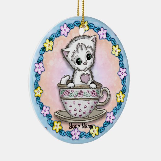 Teacup Kitten Cat Keramik Ornament (Rechts)