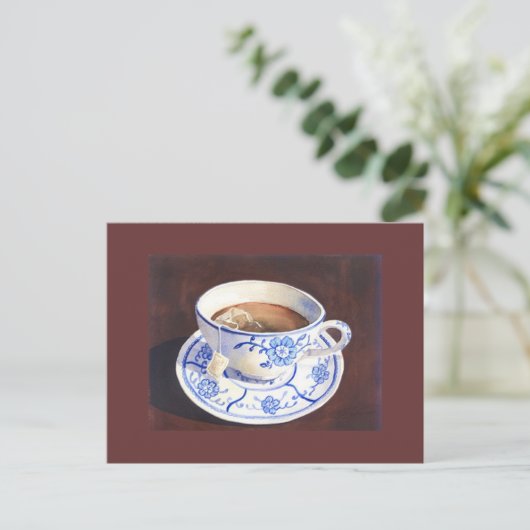Teacup mit Teabag Postkarte (Stehend Vorderseite)
