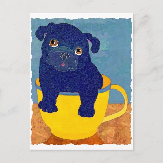 Teacup Mops Postkarte (Vorderseite)