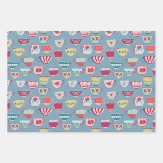 Teacup-Muster Geschenkpapier Set (Vorderseite 2)