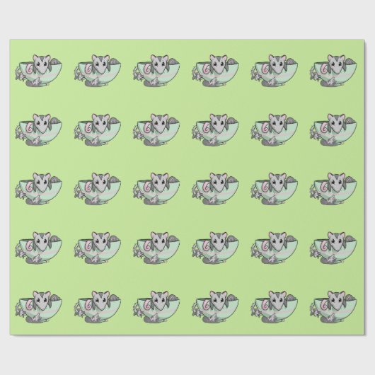 Teacup-Opossum! Geschenkpapier (Flach)