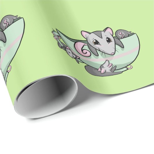 Teacup-Opossum! Geschenkpapier (Rolleneckpunkt)