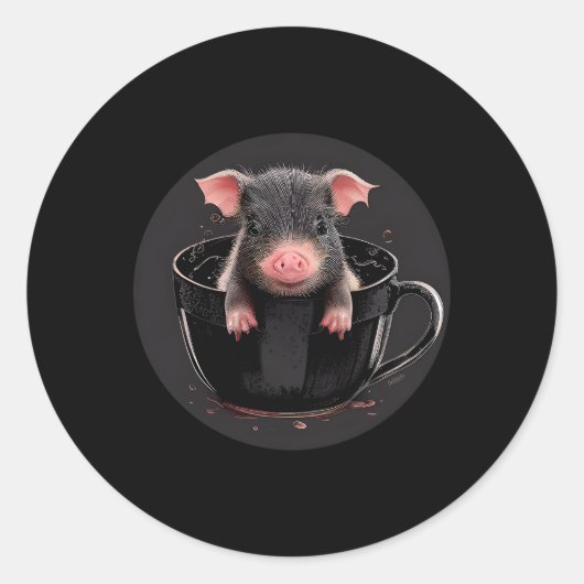 Teacup Pig Animal Wildlife Teacup Schweine Runder Aufkleber (Vorderseite)
