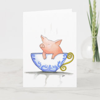 Teacup Pig Print Karte