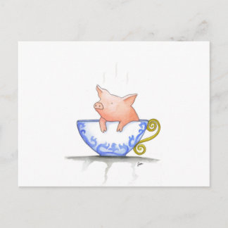 Teacup Pig Print Postkarte