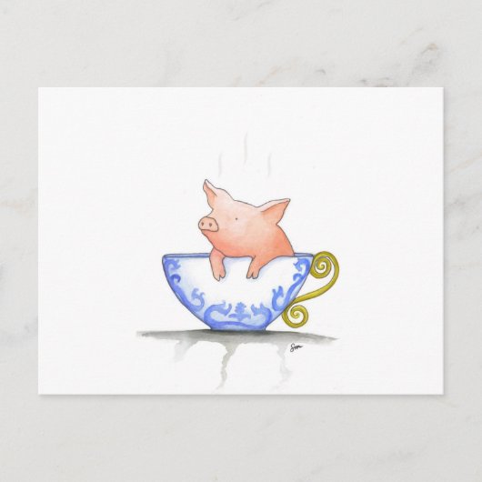 Teacup Pig Print Postkarte (Vorderseite)