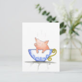 Teacup Pig Print Postkarte (Stehend Vorderseite)