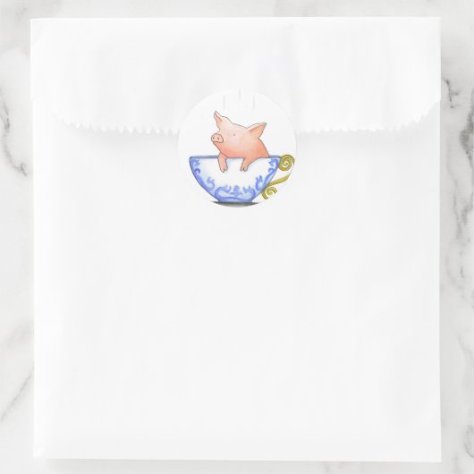 Teacup Pig Print Runder Aufkleber (Tasche)