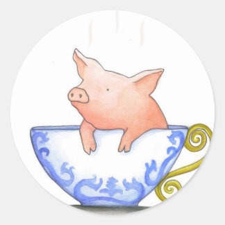 Teacup Pig Print Runder Aufkleber