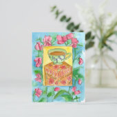 Teacup Pink Platterbsen Blume Aquarell Postkarte (Stehend Vorderseite)
