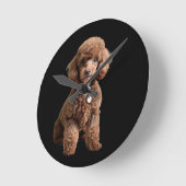 Teacup Poodle 2 Runde Wanduhr (Winkel)