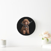 Teacup Poodle 2 Runde Wanduhr (Zuhause)