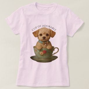 Teacup Poodle Süßer Welpe Hund Rosen Süßes Haustie T-Shirt