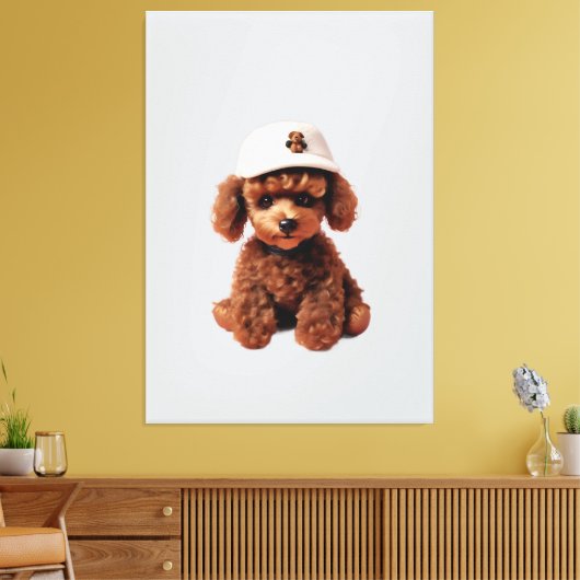 Teacup Poodle with Hat Leinwanddruck (Insitu (Wohnzimmer))