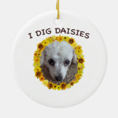 Teacup-Pudel-Hund gräbt Gänseblümchen Keramikornament (Hinten)