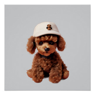Teacup-Pudel mit Hut Poster