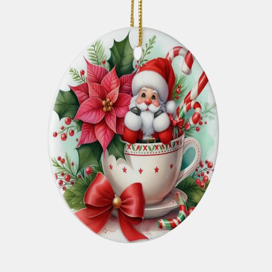 Teacup Santa 6 Keramik Ornament (Rechts)