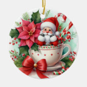 Teacup Santa 6 Keramik Ornament (Vorne)