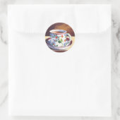 Teacup & Saucer mit Teabag Runder Aufkleber (Tasche)
