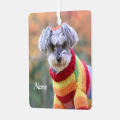 Teacup Schnauzer Welpenhund in einem Pullover Ornament Aus Metall (Vorderseite links)
