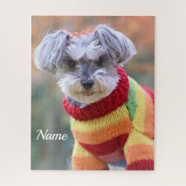 Teacup Schnauzer Welpenhund in einem Pullover Puzzle