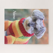 Teacup Schnauzer Welpenhund in einem Pullover Puzzle (Horizontal)