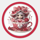 Teacup Süsse Runder Aufkleber (Vorderseite)