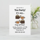 Teacup Teapot Its My Cup of Tea Party Einladung (Stehend Vorderseite)
