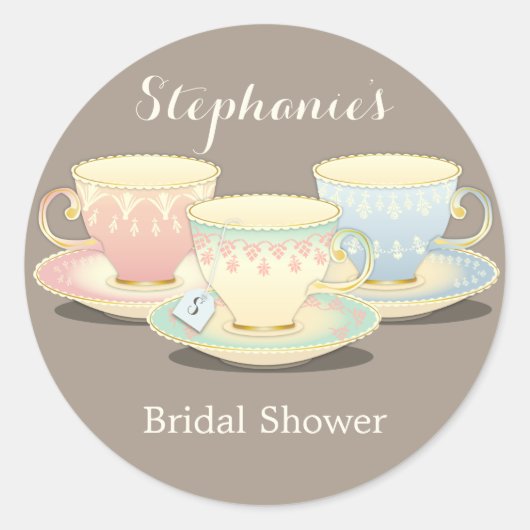 Teacup Trio Chic Brautparty Tee Party Sticker (Vorderseite)